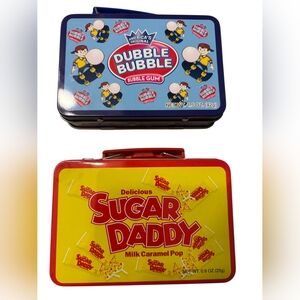 Vintage Lunch Box Collectible Empty Tins Sugar Daddy & Dubble Bubble 4x6"